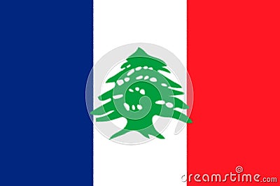 The flag of Lebanon during the French mandate. Stock Photo