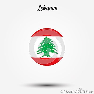 Flag of Lebanon icon Cartoon Illustration