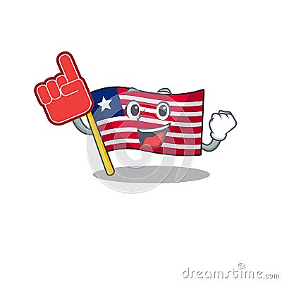 Flag liberia Scroll mascot cartoon style with Foam finger Vector Illustration