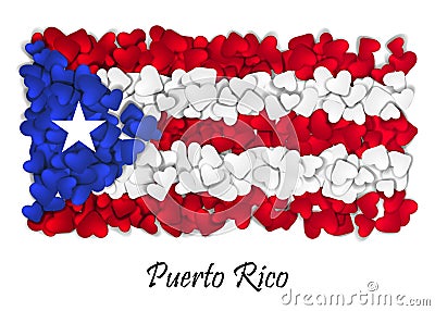 Flag Love Puerto Rico. Flag Heart Glossy. With love from Puerto Rico. Made in Puerto Rico. Puerto Rico national Vector Illustration