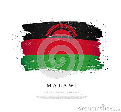 Flag of Malawi. Brush strokes are drawn by hand. Independence Day Vector Illustration