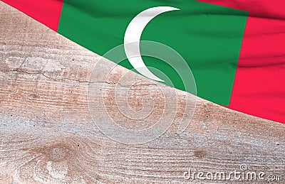 Flag Maldives and space for text on a wooden background Stock Photo