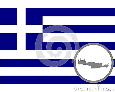 Flag and map of Crete Vector Illustration