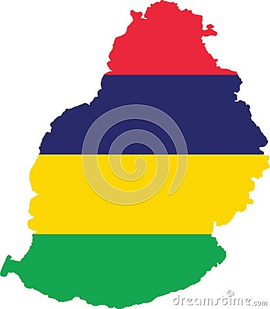 Flag map of the Republic of Mauritius Vector Illustration
