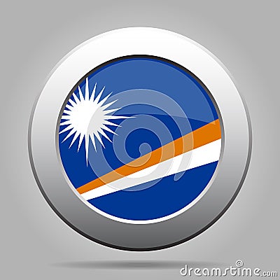 Flag of Marshall Islands. Metal gray round button. Vector Illustration