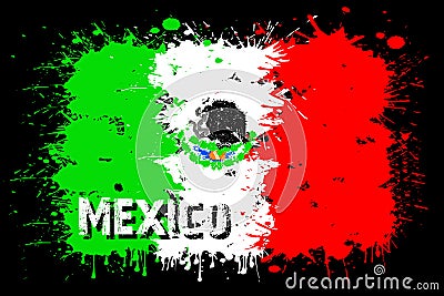 Flag of Mexico from blots of paint Vector Illustration