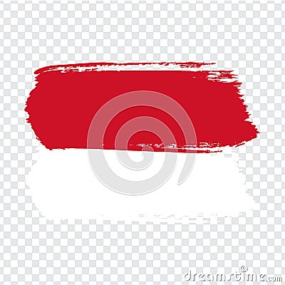 Flag Monaco, brush stroke background. Flag of Monaco on transparent background. Vector Illustration