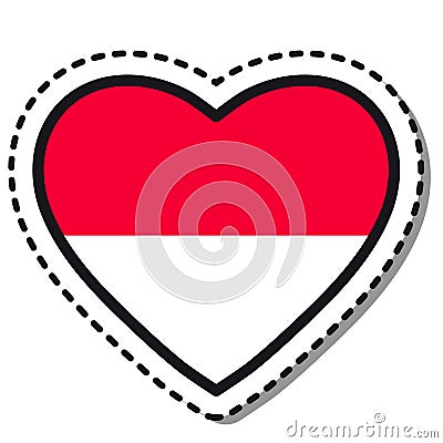 Flag Monaco heart sticker on white background. Vintage vector love badge. Template design element. National day. Vector Illustration