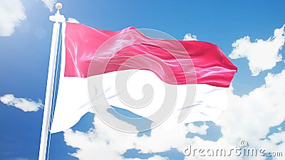 Flag of Monaco waving against time-lapse clouds background. Stock Photo