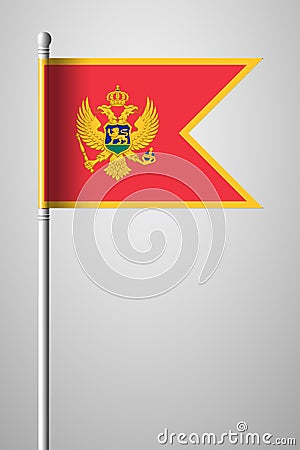 Flag of Montenegro. National Flag on Flagpole. Illustra Vector Illustration