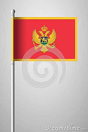 Flag of Montenegro. National Flag on Flagpole. Illustra Vector Illustration