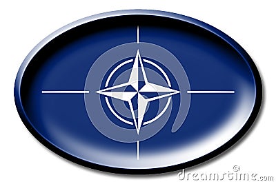 NATO, North Atlantic Treaty Organisation - round country flag with an edge Stock Photo