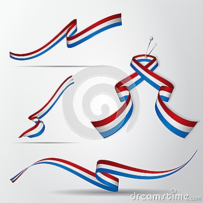 Flag of Netherlands. Dutch ribbons set. Vector illustration. Vector Illustration