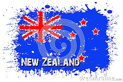 Flag of New Zeland from blots of paint Vector Illustration