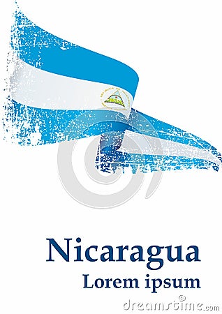 Flag of Nicaragua, Republic of Nicaragua. Template for award design, an official document with the flag of Nicaragua and other use Cartoon Illustration