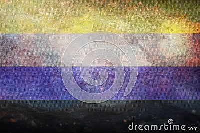flag of Nonbinary with fabric texture. equality concept. grunge retro plain background. Top view Stock Photo