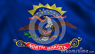 Flag north dakota state waving in the wind Stock Photo