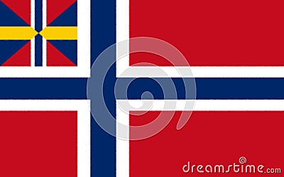 Glossy glass Flag of Norway 1844 1898. Stock Photo