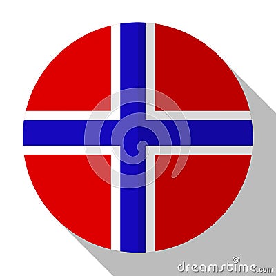 Flag Norway - round flatstyle button with a shadow. Vector Illustration