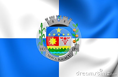 Flag of Nova Iguacu City, Brazil. Stock Photo