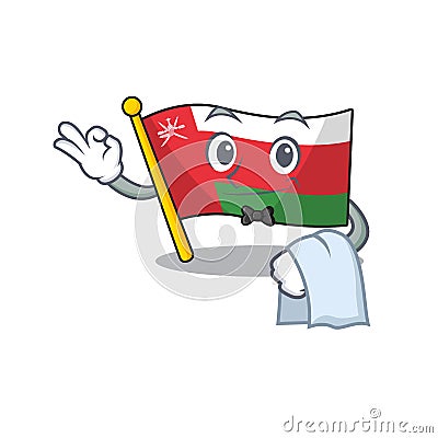 Flag oman Character on A stylized Waiter look Vector Illustration