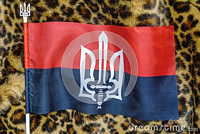 Flag of the Organization of Ukrainian Nationalists. The flag consists of two colors: red and black. Stock Photo