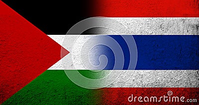 Flag of Palestine and The Kingdom of Thailand National flag. Grunge background Stock Photo