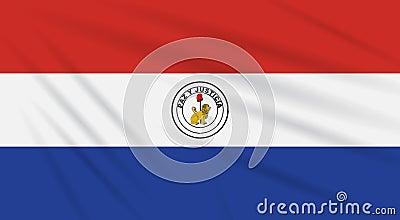 Flag Paraguay - back side swaying in wind, vector Stock Photo