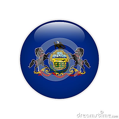 Flag Pennsylvania button Vector Illustration