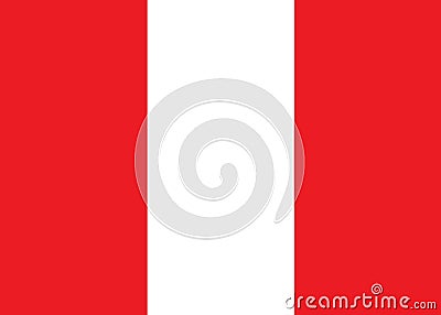 The flag of Peru with two red vertical bands on the sides and one vertical white band in the middle Cartoon Illustration