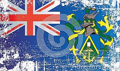 Flag of the Pitcairn Islands, British Overseas Territories. Wrinkled dirty spots. Vector Illustration