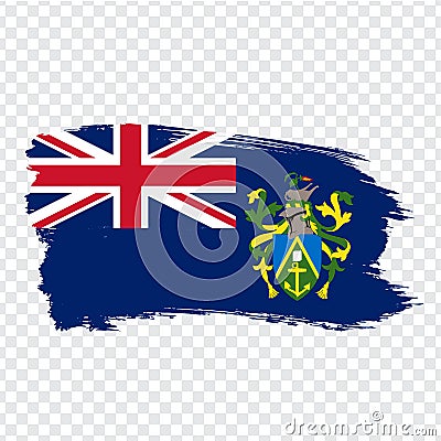 Flag Pitcairn Islands from brush strokes. Flag Pitcairn Islands on transparent background for your web site design, logo, app, UI. Vector Illustration