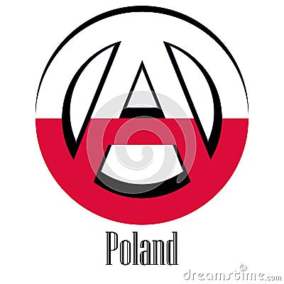 Flag of Poland of the world in the form of a sign of anarchy Stock Photo