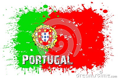 Flag of Portugal from blots of paint Vector Illustration
