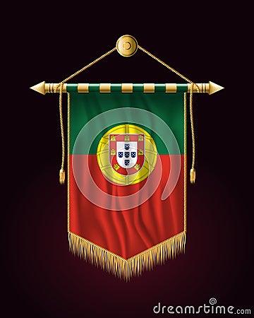 Flag of Portugal. Festive Vertical Banner. Wall Hangings Vector Illustration