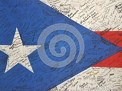 Flag of Puerto Rico with signatures Editorial Stock Photo