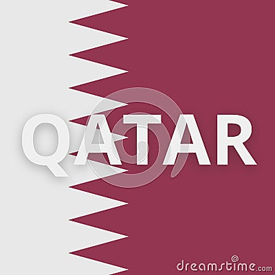 Flag of Qatar with the text Qatar in the middle Cartoon Illustration
