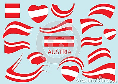 Flag of Republic of Austria - vector elements in hearts and curved shapes Vector Illustration