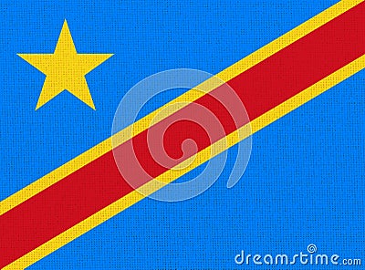 flag of Republic of Congo. National Congolese flag on fabric.Republic of the Congo Stock Photo