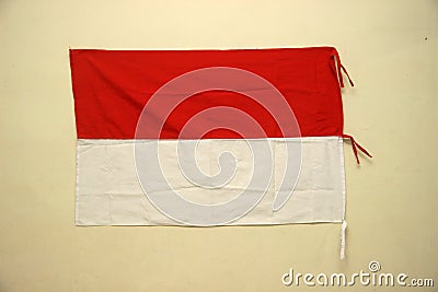 The flag of the Republic of Indonesia is red which means brave and white which means holy Stock Photo