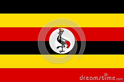 Flag of Republic of Uganda in Africa Vector Illustration