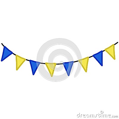 Flag Ribbon Streamer Flags Blue and Yellow Illustration Vector Vector Illustration