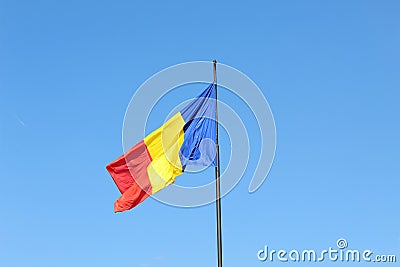 Flag Romania waving Stock Photo