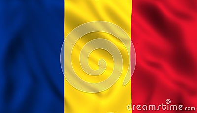 Flag romania waving in the wind romanian symbol Stock Photo