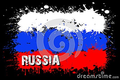 Flag of Russia from blots of paint Vector Illustration