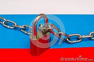 Flag of Russia and the lock 3 Stock Photo