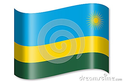 Rwanda - waving country flag, shadow Stock Photo