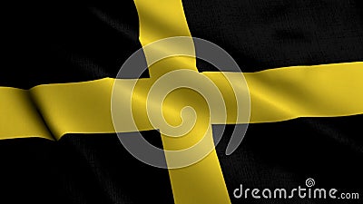 Flag of the Saint David. Waving Fabric Satin Texture Flag of Saint David 3D Illustration. Stock Photo