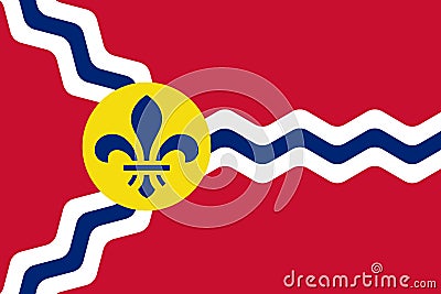 Flag of Saint Louis state Missouri. United States of America Vector Illustration