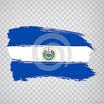 Flag Salvador from brush strokes. Flag Republic of El Salvador on transparent background for your web site design, logo, app, UI. Vector Illustration